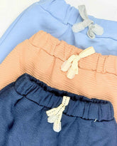 Set 3 Bermudas Acanaladas Azul Detalle